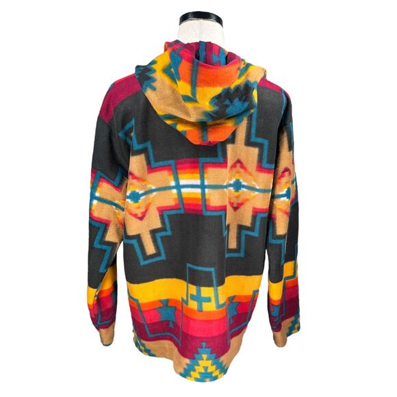 El Paso Southwestern Fleece Hoodie Men’s Large Multi Aztec Long Sleeve Pullover - Picture 4 of 10